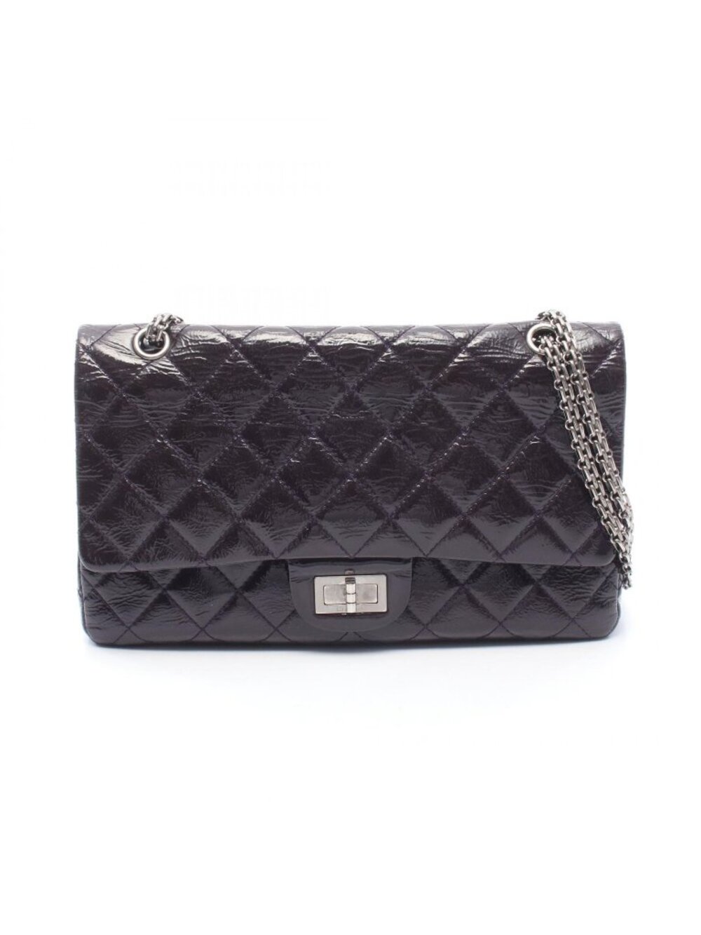 Chanel Shoulder Bag 2.55 Quilted Maxi Double Flap Purple Patent Leather Big